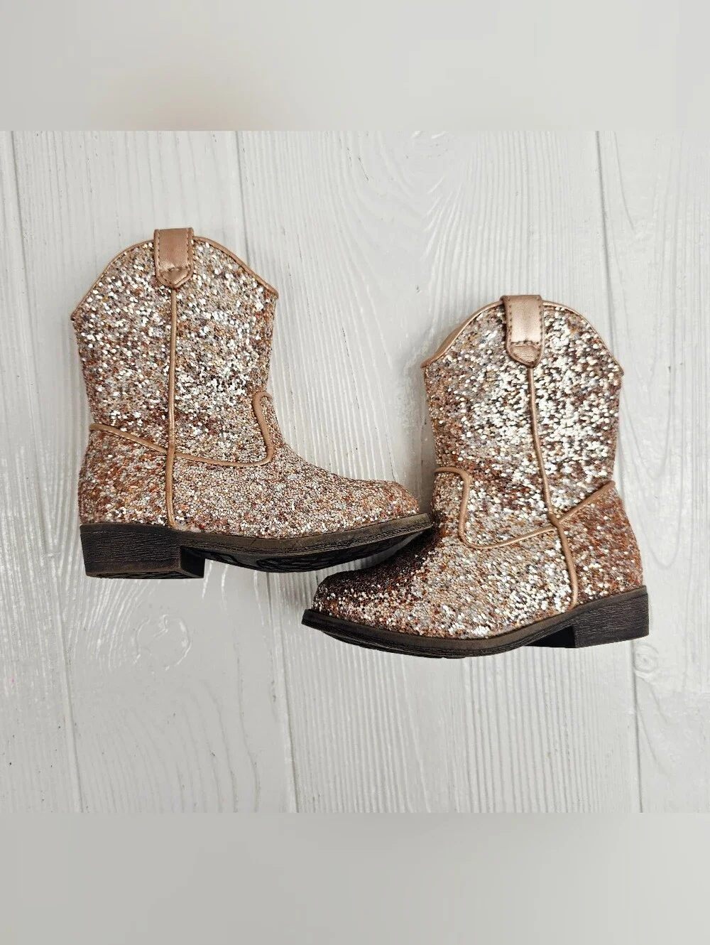 Kelly & Katie Lil Amelia Gold Glitter Cowboy Boots
